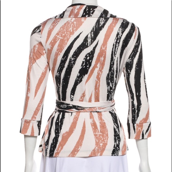 DVF Vintage Wrap Animal Print Blouse - Picture 3 of 5